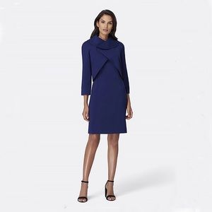 Tahari Fold-Over Collar Double-Weave Jacket Dress